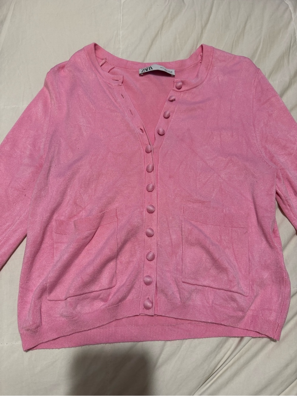 ZARA PINK BUTTON-UP CARDIGAN